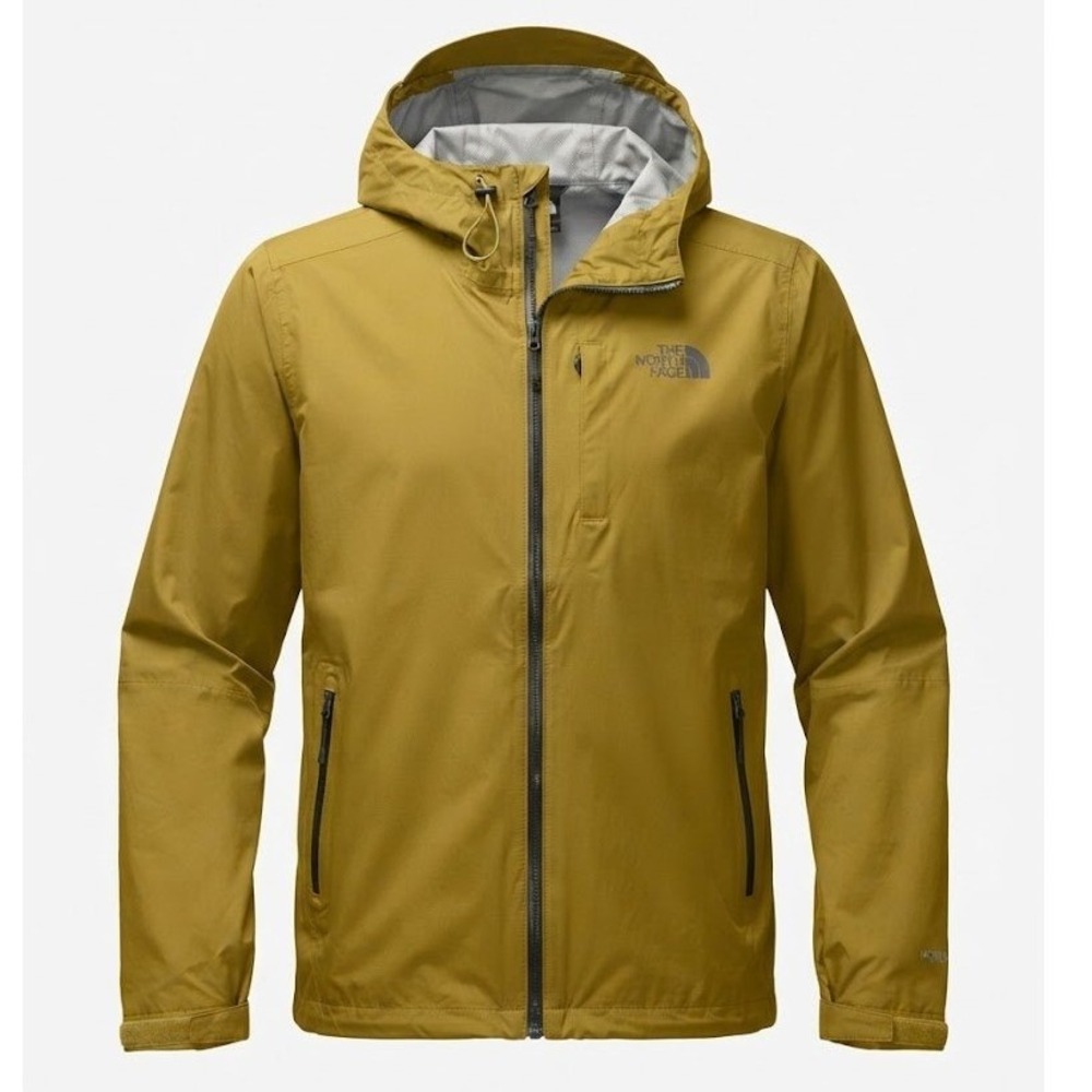 The North Face Mens Small Olive Green DryVent Hooded Rain Jacket Windbreaker